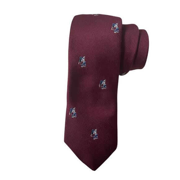 Rare Vintage Disney Mickey Mouse Golf Tie | Slim Burgundy Silk, USA, Cervantes - Picture 1 of 4